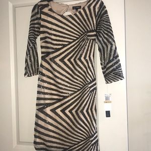 Black nude sequins dress